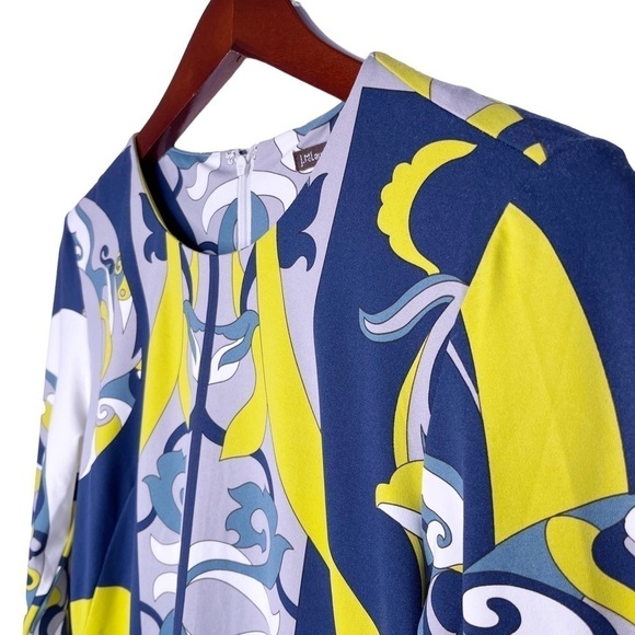 J. McLAUGHLIN NWT Sophia 3/4 Sleeve Crew Neck Dress Size Small in Multi Print - Picture 2 of 13